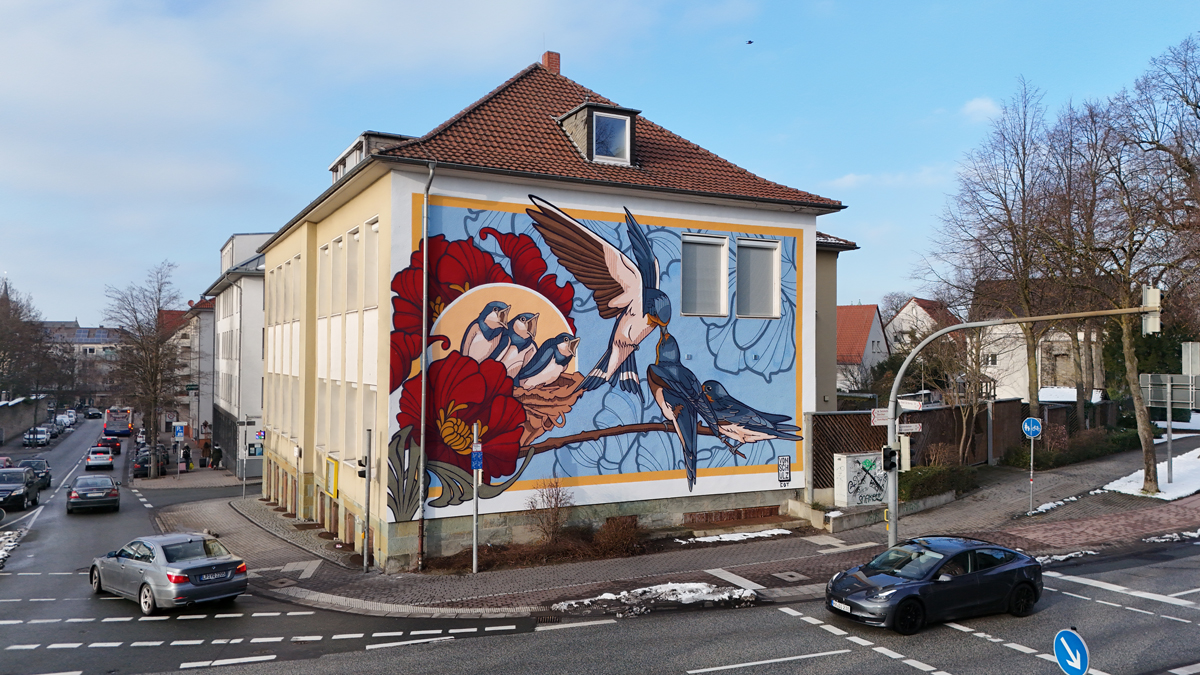 Schwalben Nest Mural bei Secret City Paderborn – Gesamtansicht